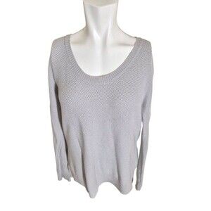GAP Body Wool Sweater Oversized Textured Scoop Neck Sweater Gray Sz XS/S